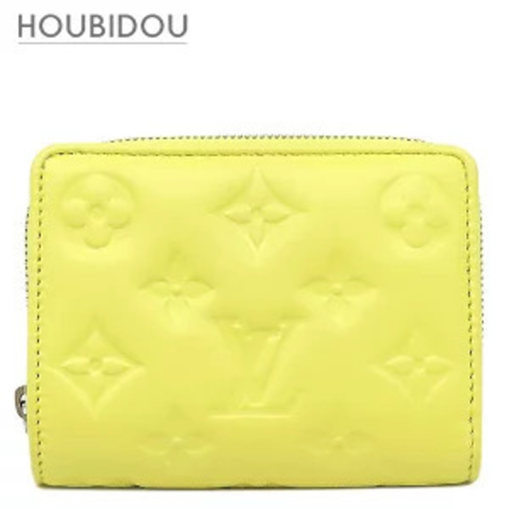 Louis Vuitton Portefeuille Lou Bi fold Wallet Lambskin Smiley Yellow Cushion